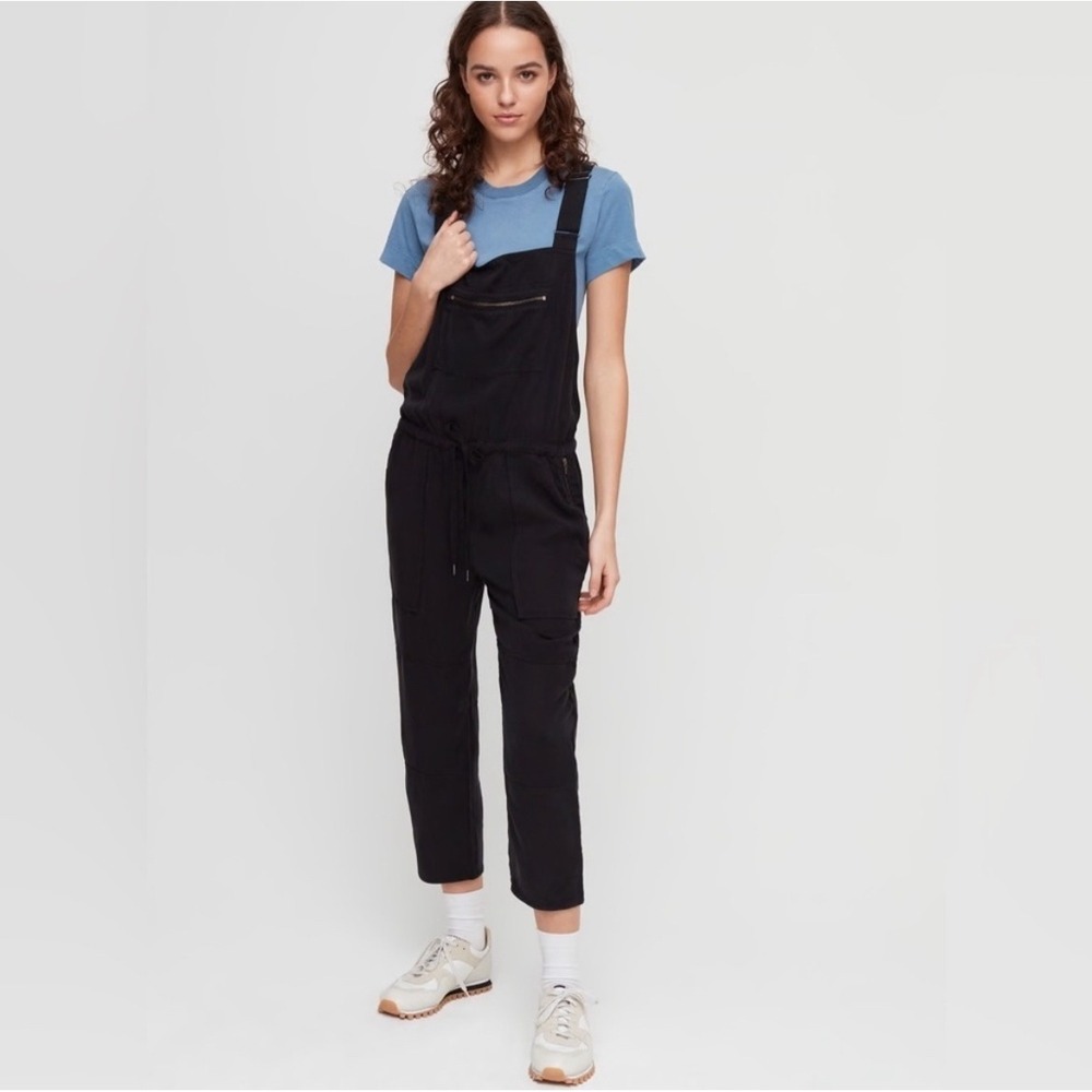 Aritzia Wilfred Free Valletta cropped twill overalls black Utility Cargo‎ S